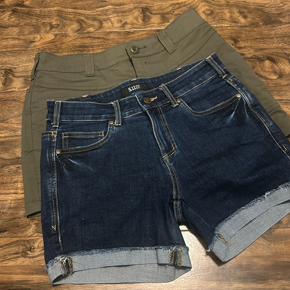 5.11 Tactical Denim Jean Shorts and Green Shorts